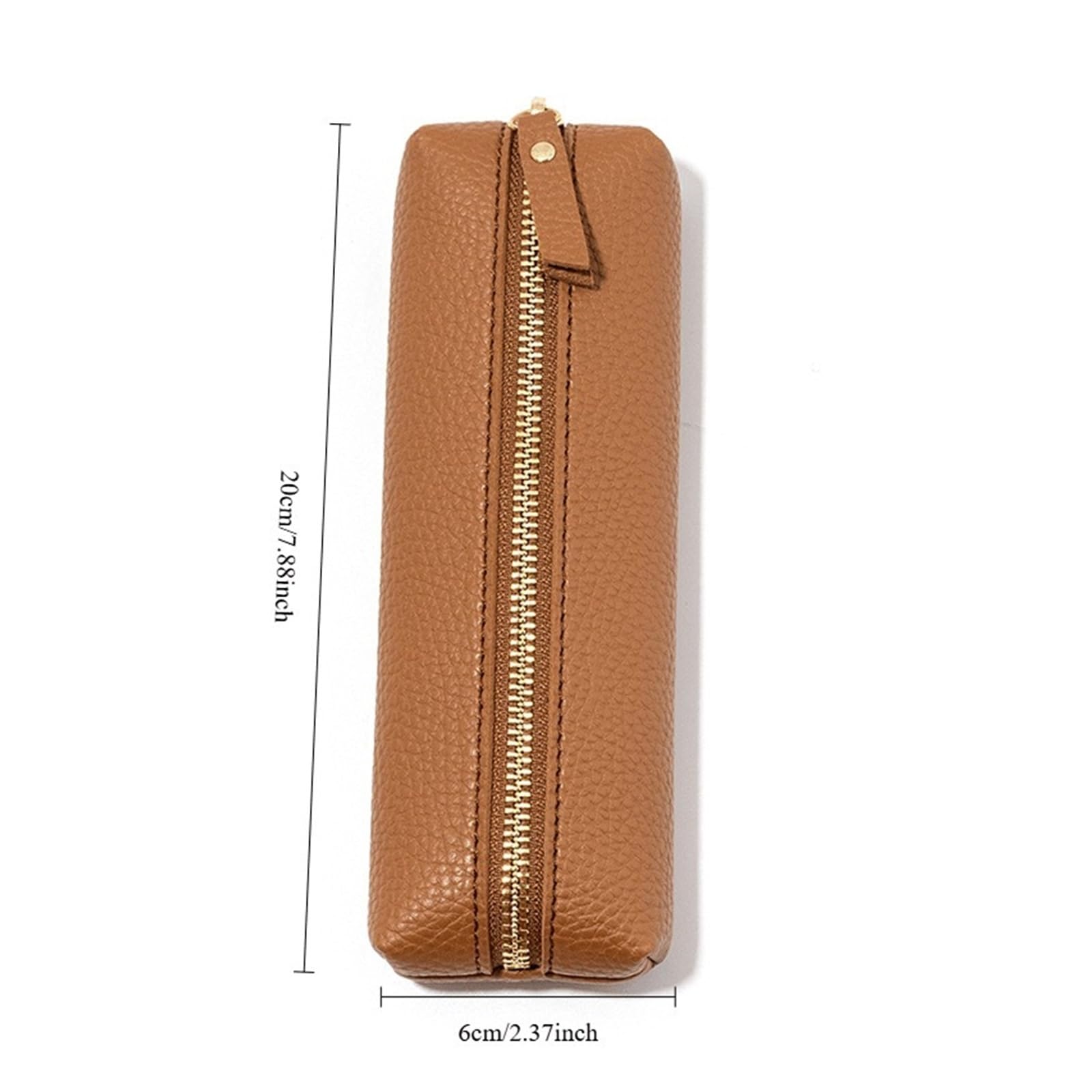 Custodia for penna in pelle PU for ufficio scolastico | Semplice, con cerniera, portatile, portapenne stilografica, leggero(Brown)