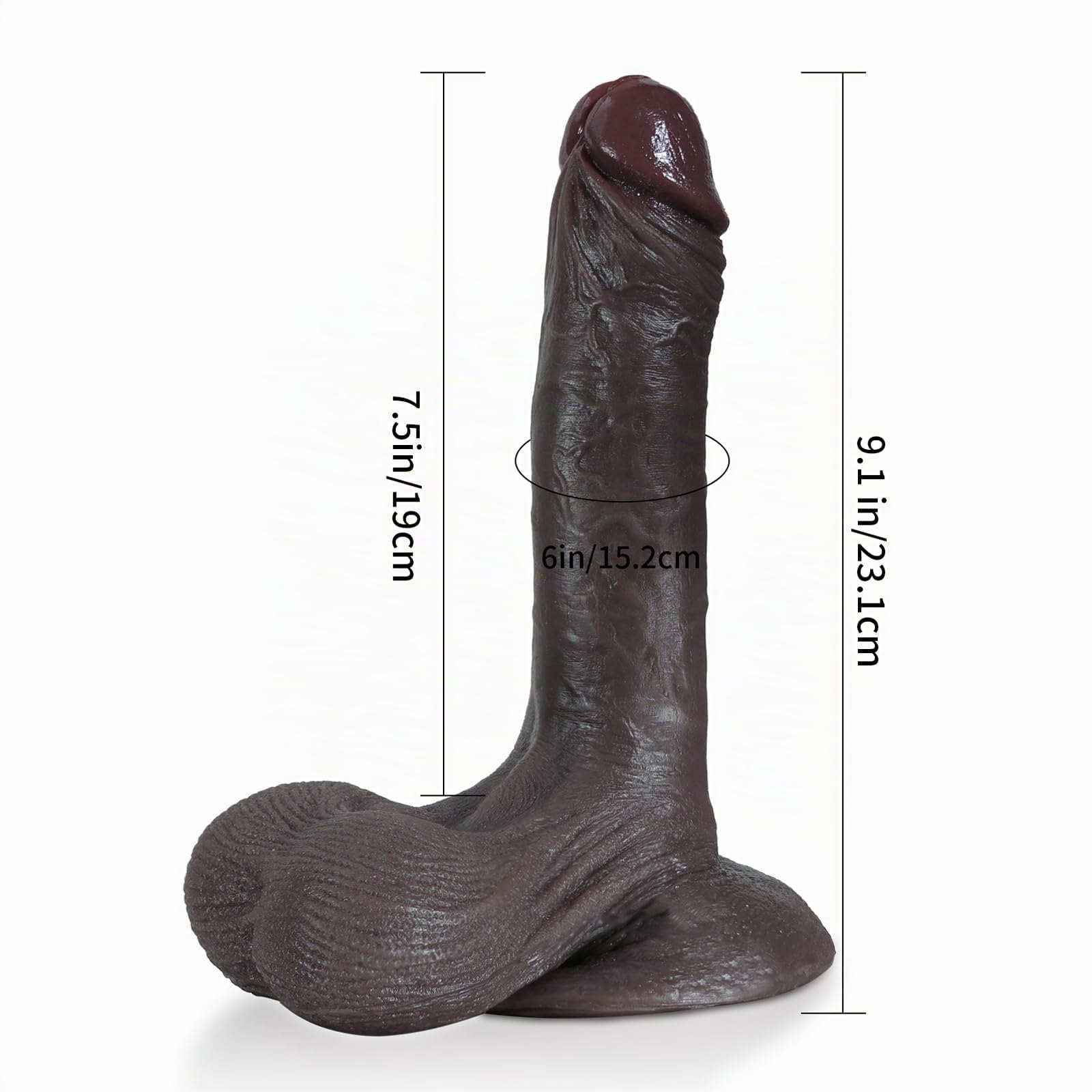 23cm Sex Toy - XXL Realistico Silicone Dildo con Ventosa & Palle in Movimento & Vene & Testicolo, Morbido Pene Grande Punto G Toys Sessuali per Donna & Coppie, Anale Cazzo Finto per Uomo (Nero)