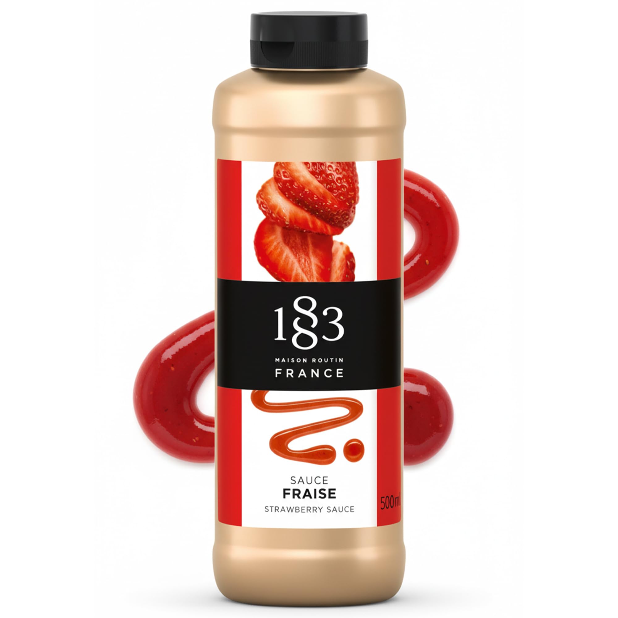 1883 Maison Routin Strawberry Sauce 500ml – Gourmet Dessert Topping for Desserts, Cocktails, Hot Chocolates, Vegetarian, Nut-Free & Gluten-Free, Squeezy Bottle for Easy Use