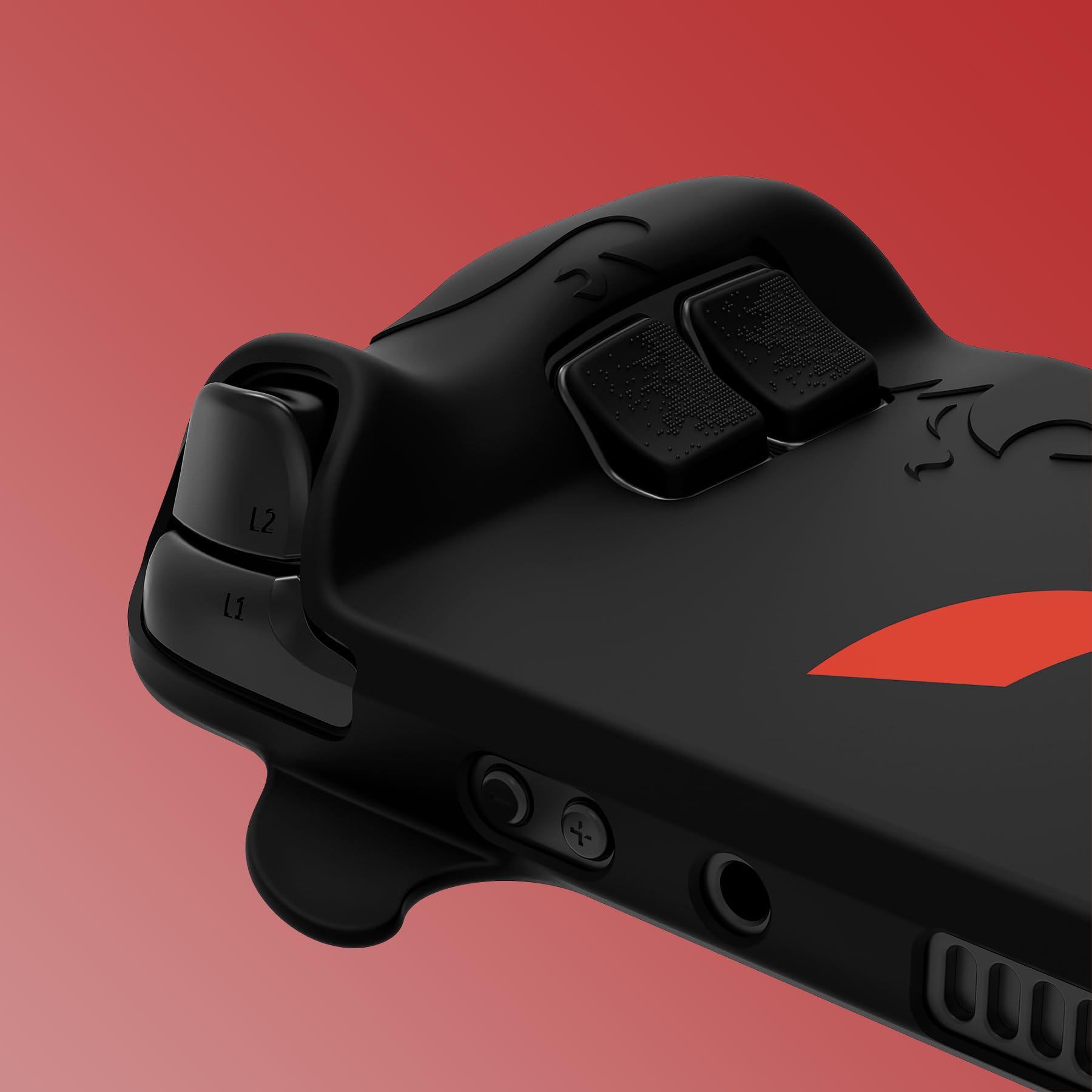 PlayVital Cover Skin per Steam Deck OLED/LCD, Custodia Silicone Protettiva Grip Antiscivolo&Copri Levette Analogiche&Adesivi per Trackpad&Tasti Posteriori, Demone Carino, Nero