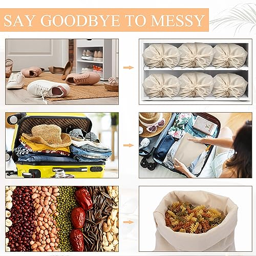 Hillban Shoes Bag for Travel Storage Dust Proof Cotton Drawstring Bag Breathable Pouch for Travel Home Pantry Accessories4