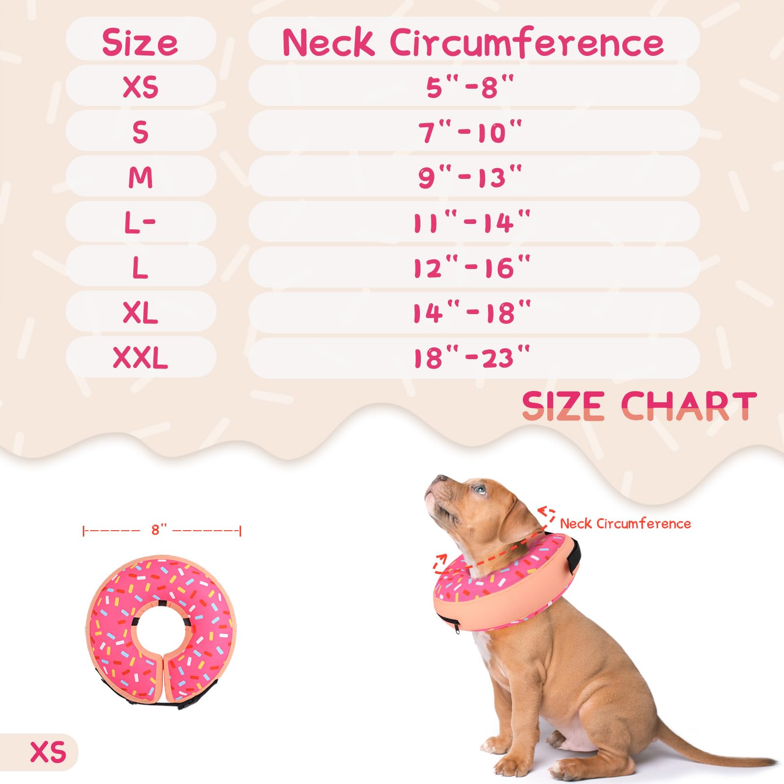 Supet Inflatable Dog Cone Collar for Small Dogs Puppies Cats, Soft Dog Cone Alternative After Surgery for Puppies Cats to Stop Licking