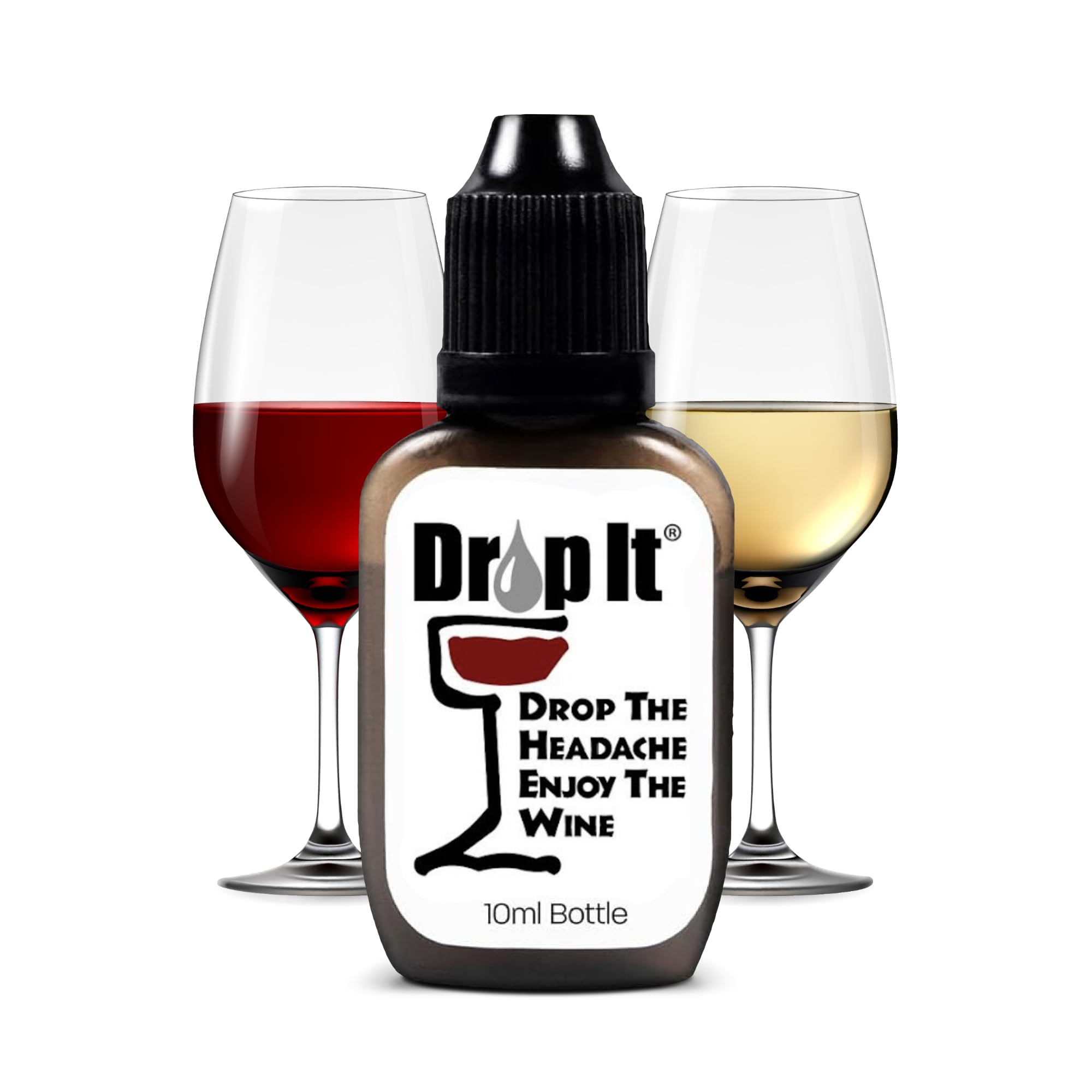 Drop It Wine Drops, Original - 10 mL Bottle - Naturally Reduces Sulfites and Tannins in Red, White & Sparkling Wines - Portable & Easy to Use - Treats Up to 55 Glasses or 9 Bottles of Wine - USA Made