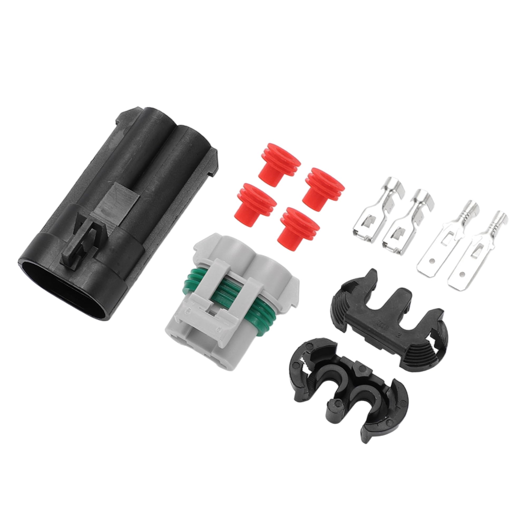 2 Pin Fan Radiator Connector Plug, 6.3mm Series Male Female Wire Terminal Connector for Toyota Plastic Copper Black Gray, 1 Set-image-42