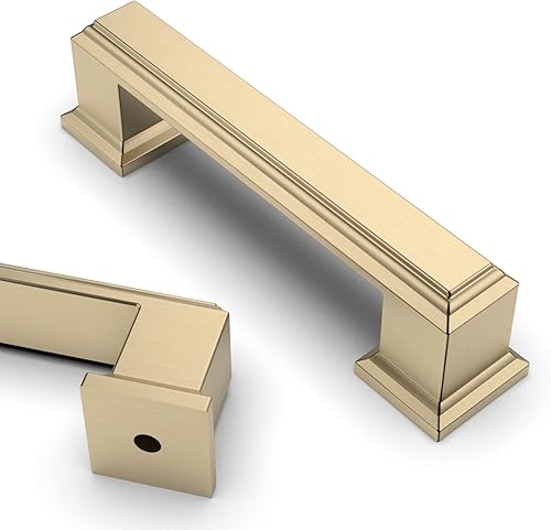 Asidrama Paquete de 10 manijas de gabinete de cocina de latón cepillado de 3 pulgadas (2.992 in), tiradores dorados de gabinete de cocina,