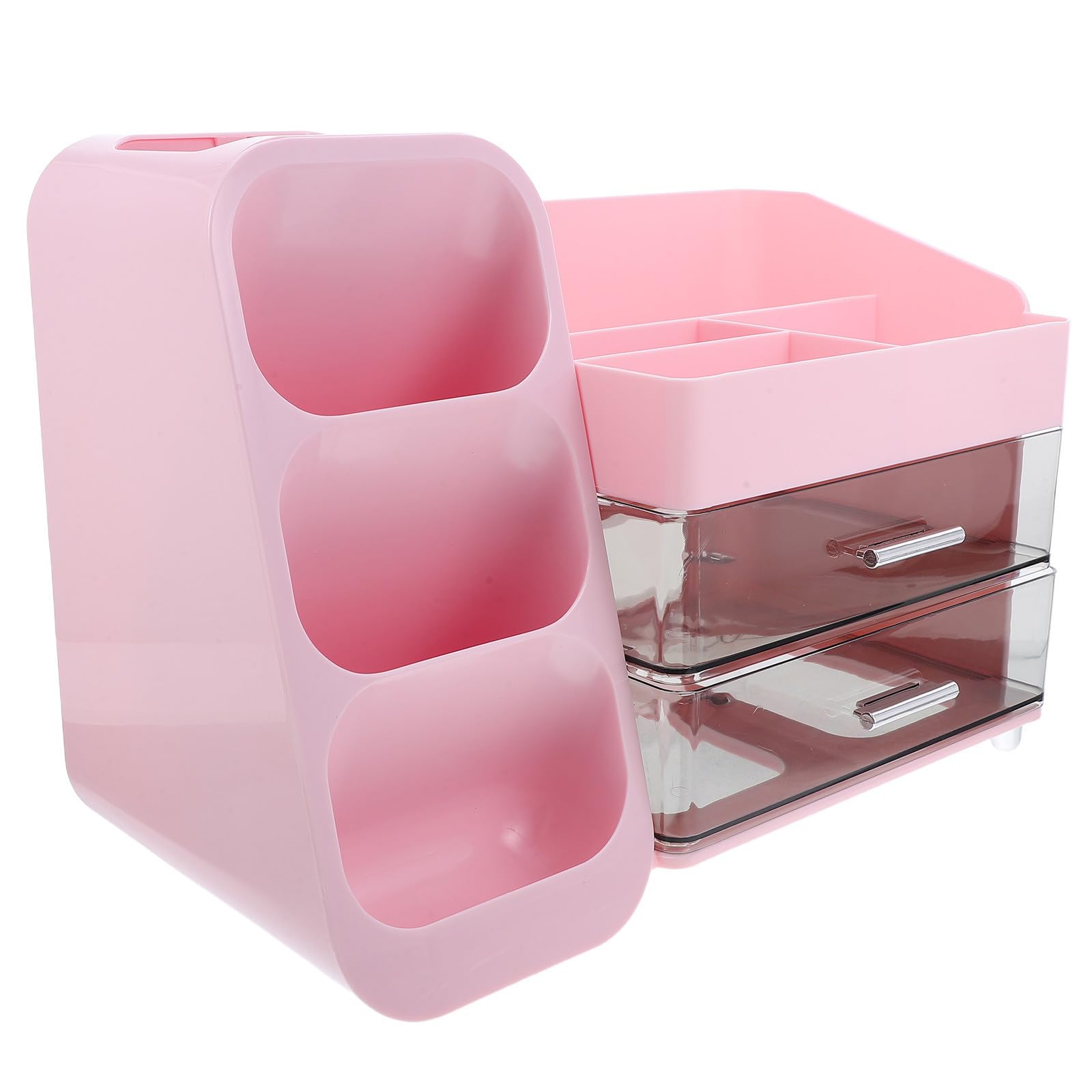 Kosmetikaufbewahrungsbox mit Fächern, Große Kapazität, Kunststoff, Rosa
