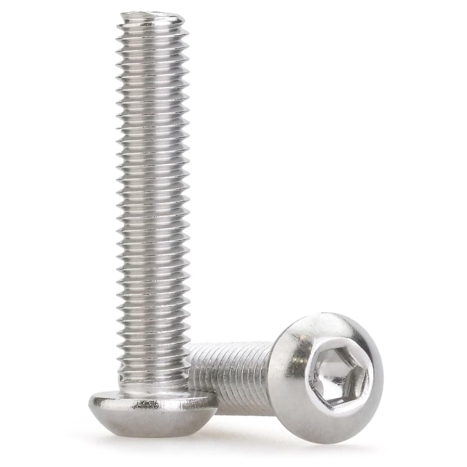 3/8"-16 x 2 (5 PCS) Button Head Socket Cap Screws, 304 Stainless Steel (18-8), Fully Threaded, Inch Thread - Hex Allen Drive - for Furniture, DIY, 3D