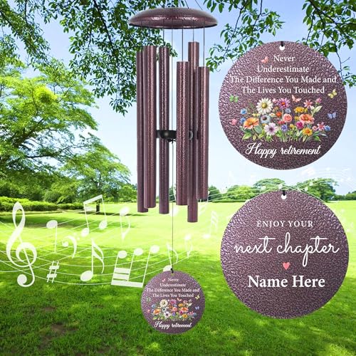 Image of ASTARIN Personalized Retirement Gifts, Retirement Wind Chimes for Women, Retirement Gift for Men, Retirement Gifts for Women 2025, Happy Retirement Gift, 30 inch Wind Chimes for Outside