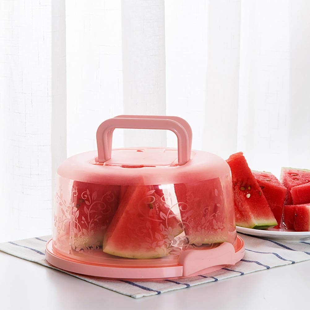 Caja de almacenamiento portátil plegable con asa transparente para conservación de alimentos con hebilla de sellado, apta para tartas de 6 a 8 pulgadas
