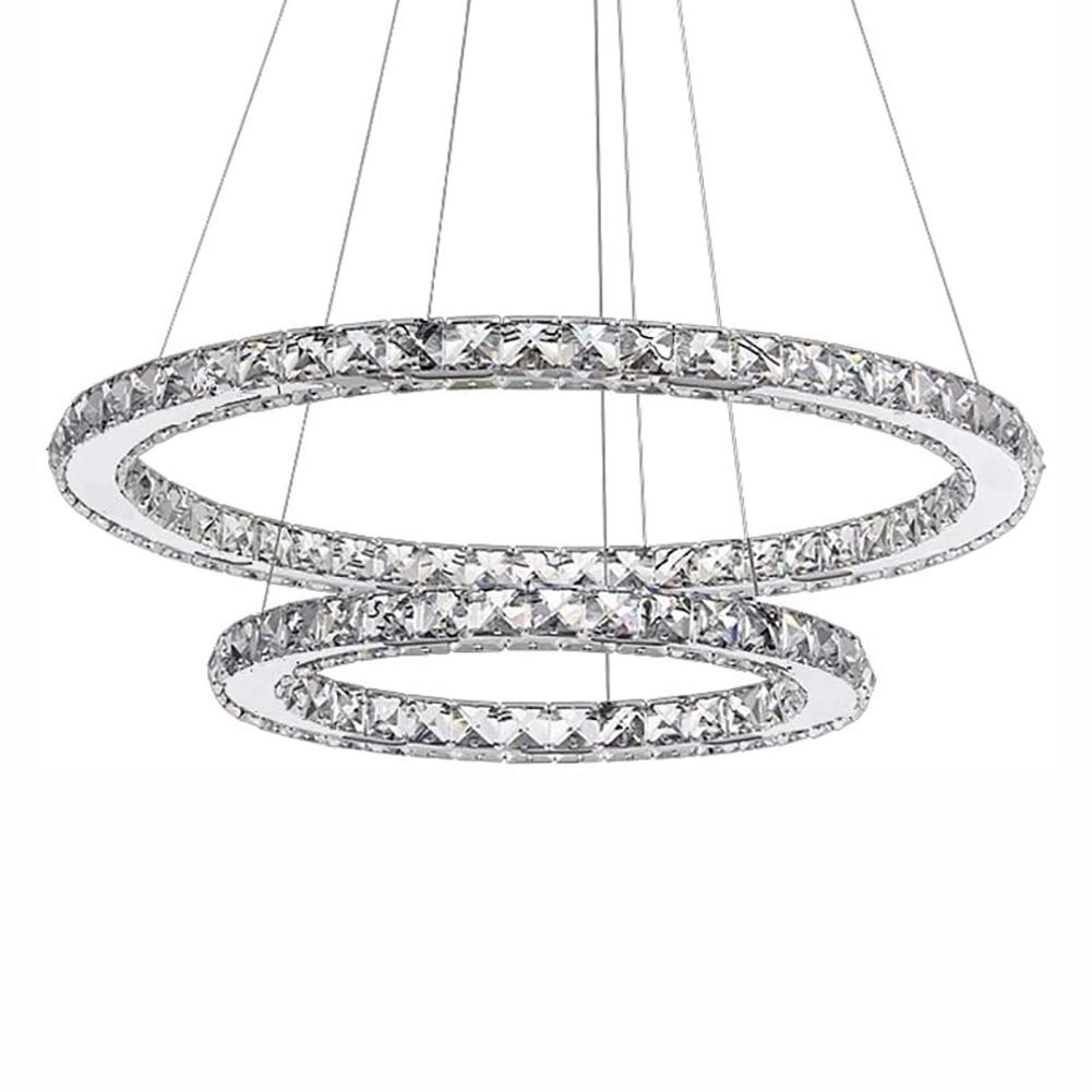CSXSXAUO Modern Crystal Chandelier Lighting Dining Room Living Adjustable Pendant Fixture Ceiling Light LED Fixtures-Tricolor 20+40cm It's so kind of you