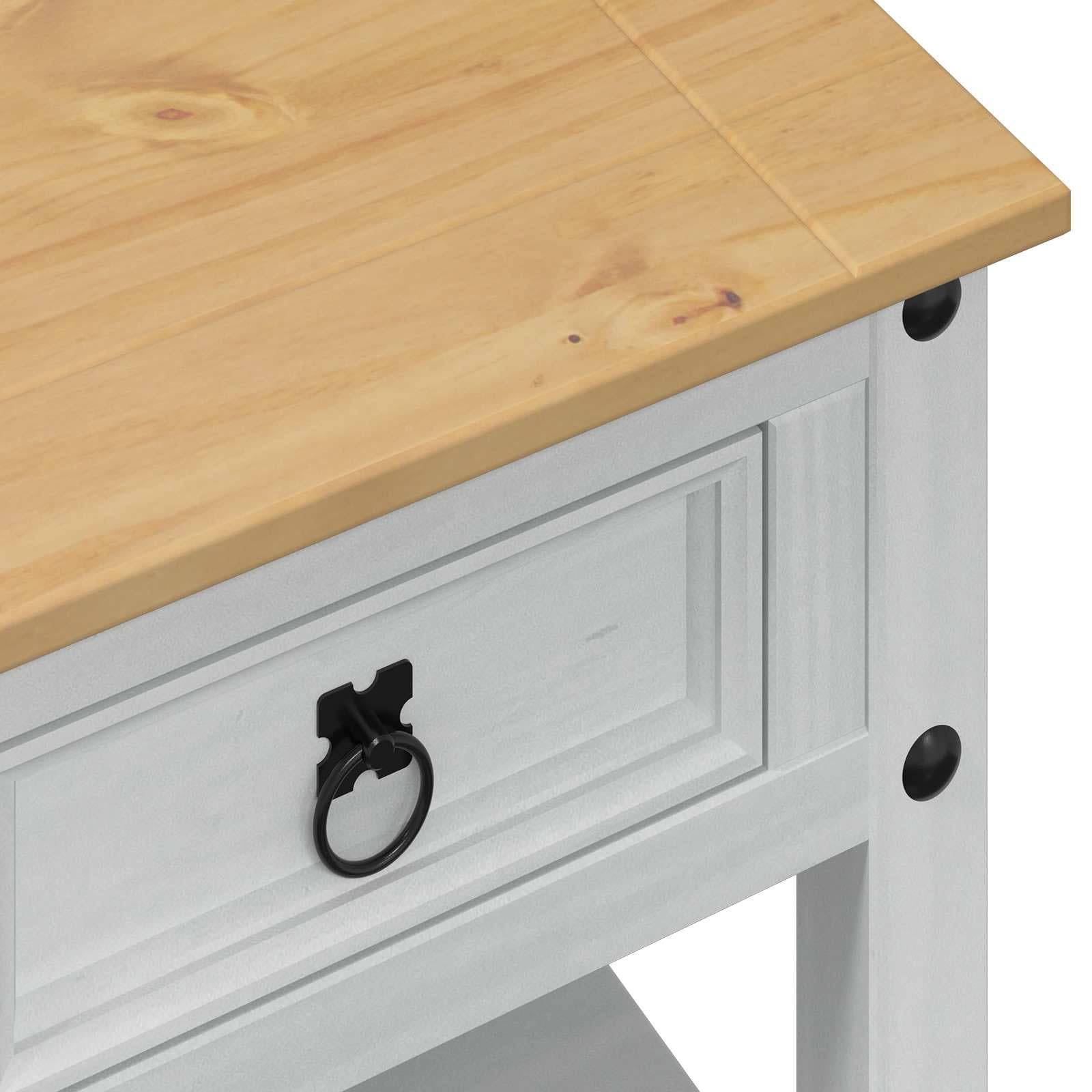 vidaXL Couchtisch Weiß 85 x 50 x 45 cm Massives Kiefernholz, Beiger rechteckiger Eichentisch, rustikale Optik mit viel Stauraum, kompakte Wohnzimmermöbel, täglich nutzbar