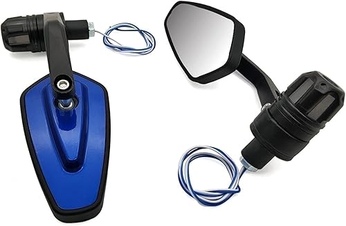 Espejo de motocicleta con luz de giro para Yamaha FAZER600 MT-03 MT-25 YZF R25 YZF R3 YBR 125 YZF R15 XT660XRZ (color azul, tamaño normal)