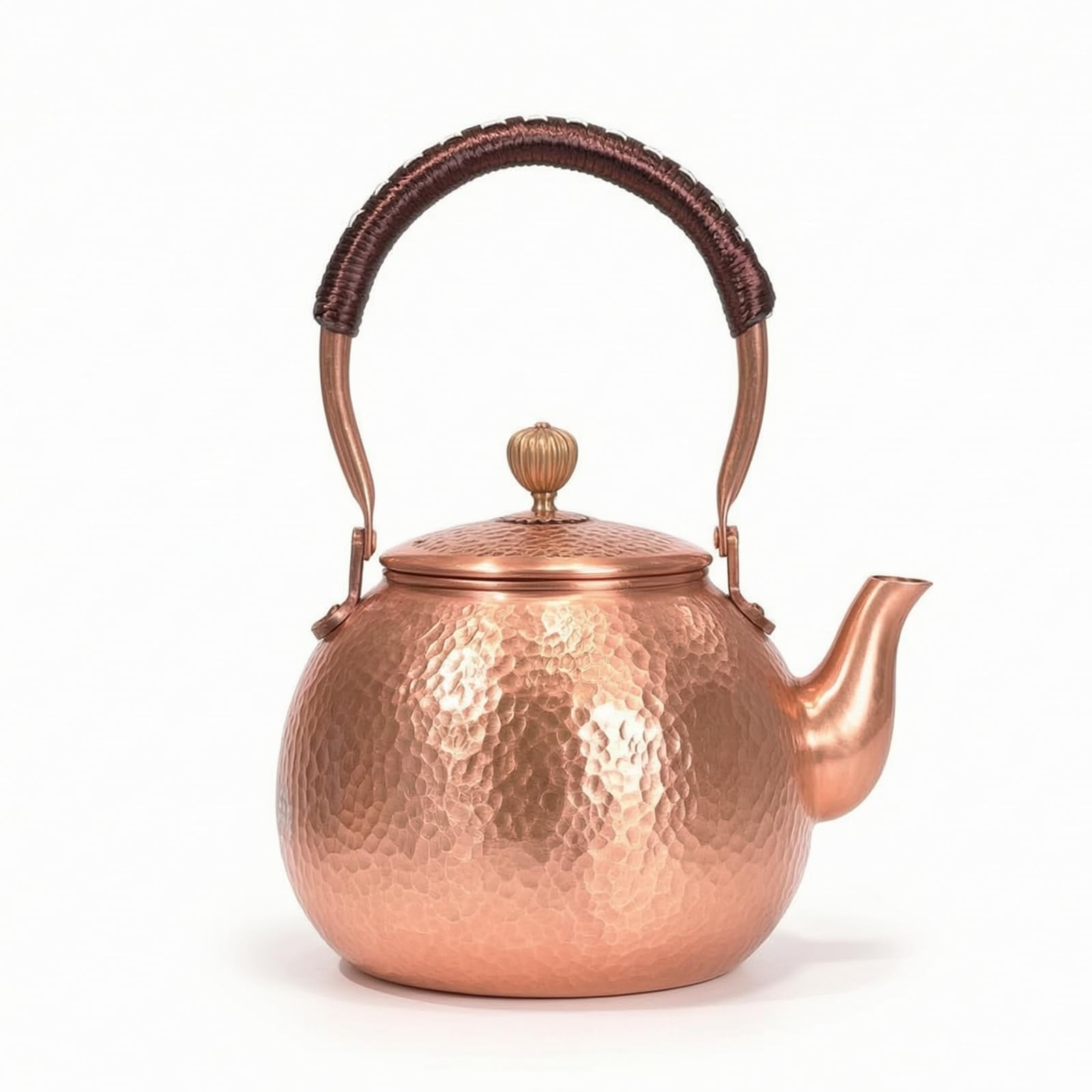 Tetera con Asa Tetera Cobre Portátil Menaje para Aficionados l Té Té, 1600ml, Martillado