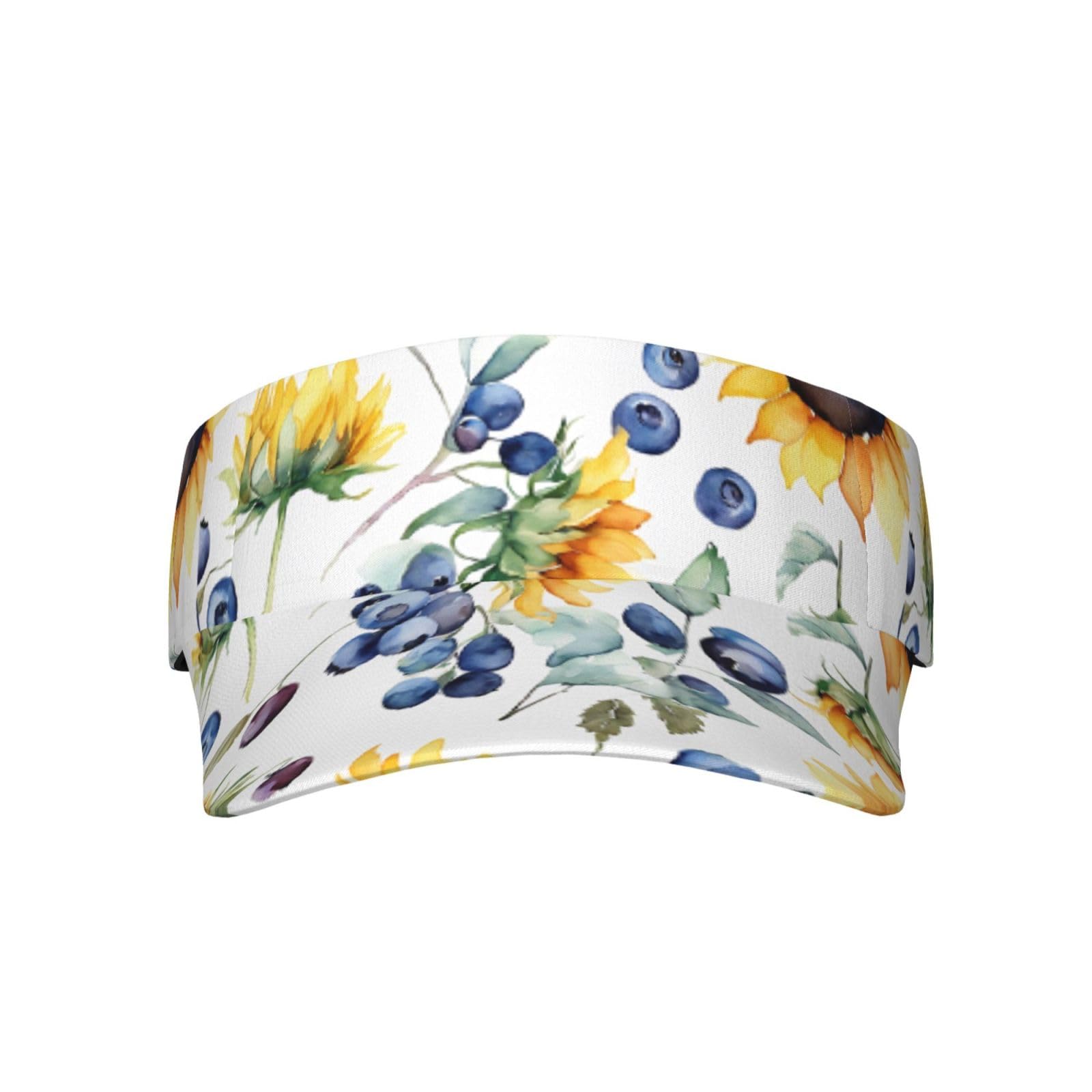 Aspoijhn Unisex Black (Sunflower Print) Adjustable Sun Visor Cap Comfortable Sun Hat Breathable Adult Sunscreen Cap For Travel Beach Golf Tennis
