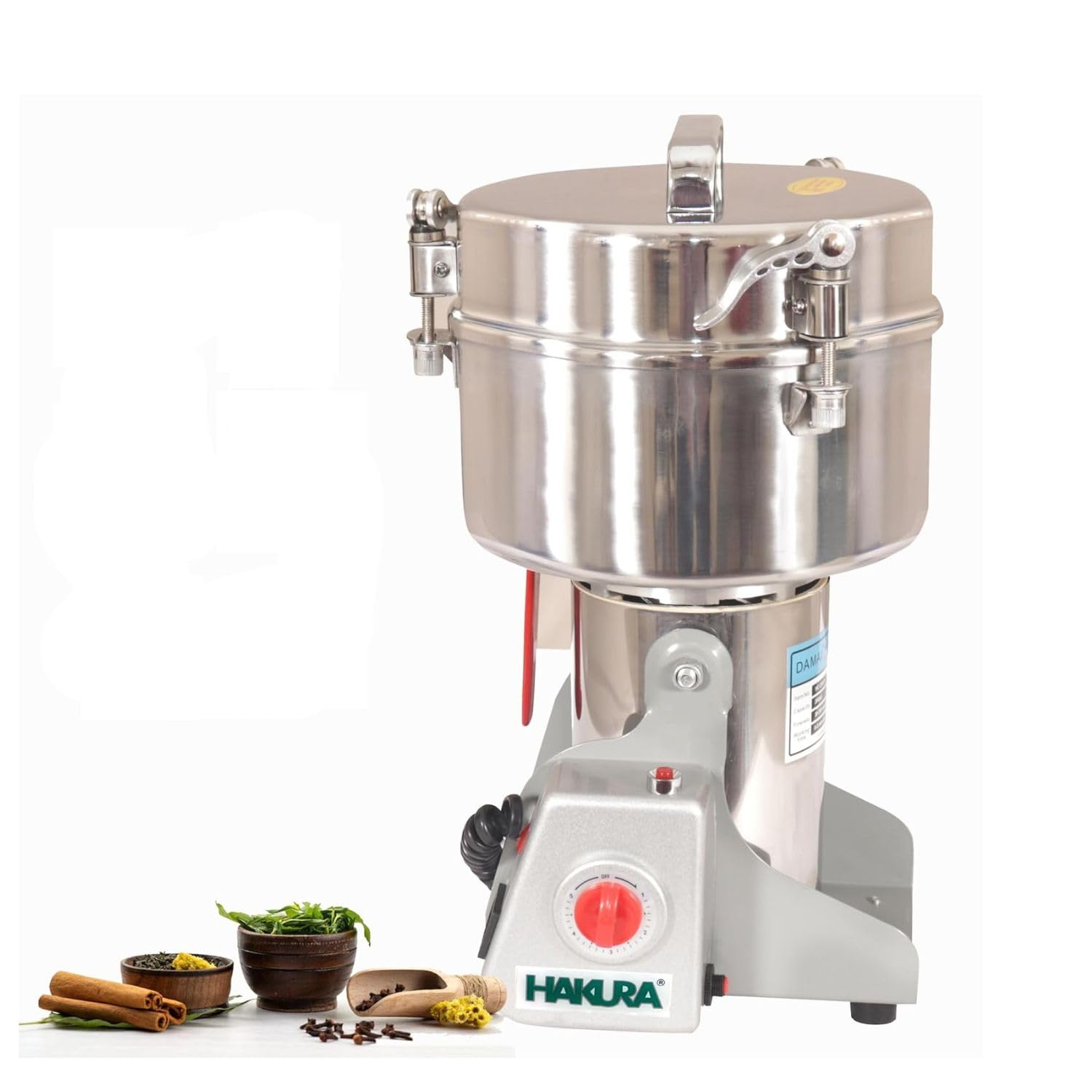 HAKURA Stainless Steel Spice Mill Flour Electric Dry Masala Herbs Grinder Mixer Machine for Home and Mini Commercial Masala Grinder Machine 4500g (Silver)-picture-27