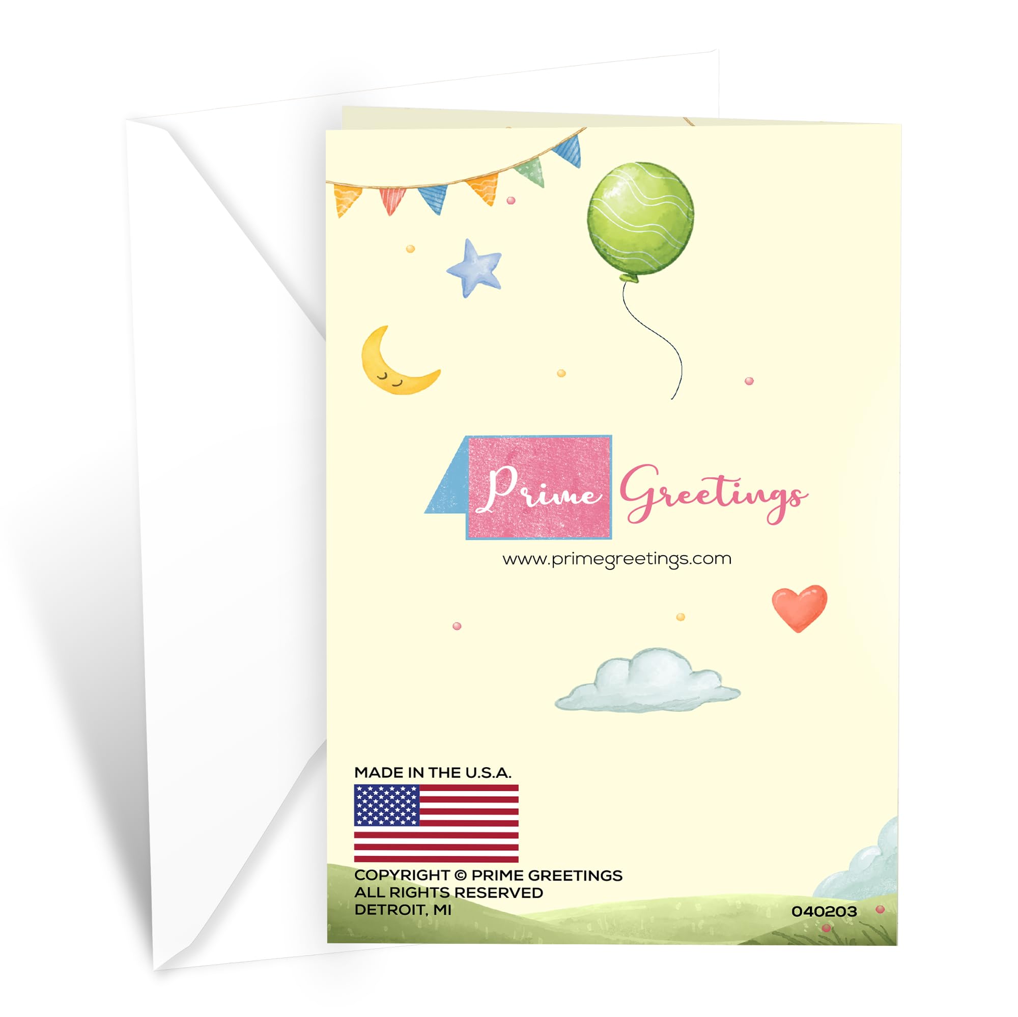 Prime Greetings Tarjeta de segundo cumpleaños, fabricada en Estados Unidos, cartulina gruesa con sobre de alta calidad empaquetada en un sobre de presentación reutilizable, respetuosa con el medio
