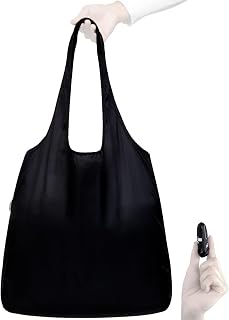 Nanobag Ultra-Lightweight Foldable Tote for Women & Men, Reusable Grocery & Travel Bag, Packable Collapsible Compact Market Essential (Standard Black)