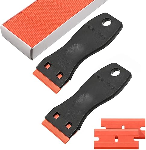 Miniatura 2 de El juego de herramientas de raspador de calcomanías incluye 120 cuchillas raspadoras de plástico de 1.5 pulgadas + 2 raspadores de plástico para