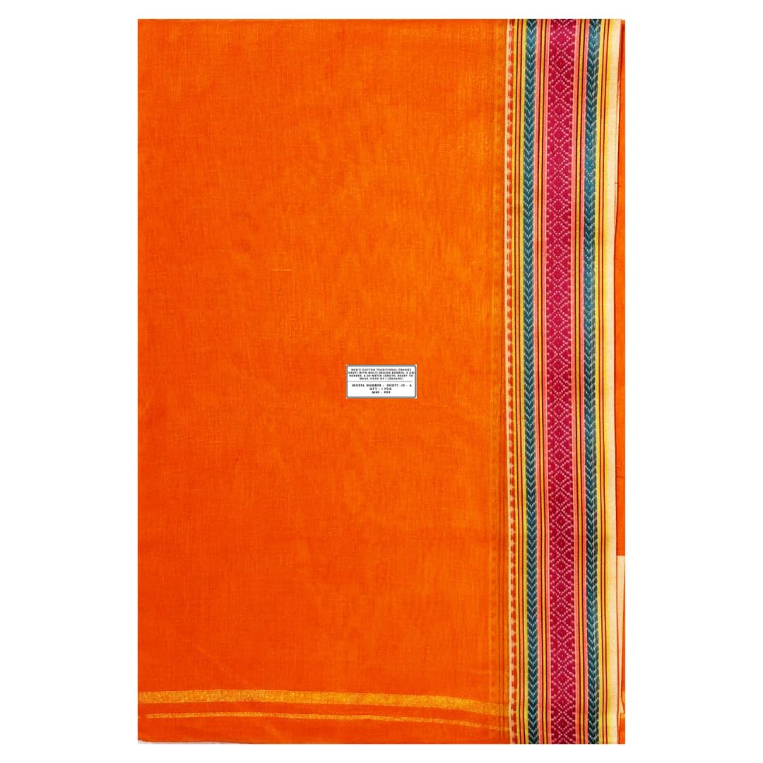 Men's Ethnic Wear Cotton Traditional Dhoti With Multi Design Border | 4 Cm Border | 4.50 Meter Length | Ready-To-Wear | Single Dhoti | Pack of 1-picture-30