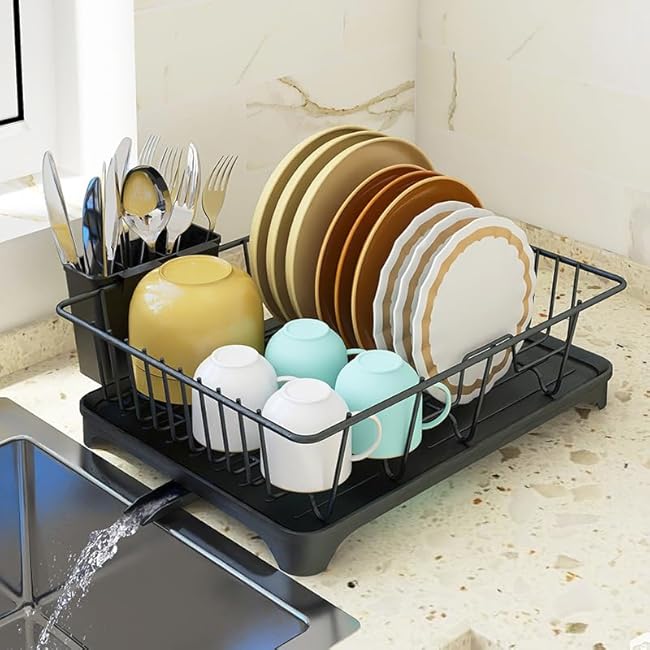 Dish Drying Rack - Expandable Dish Rack for Kitchen Counter, Dish Drainer for Kitchen Counter with Cutlery Holder, Drying Rack Fit for 14¡¯¡¯-21¡¯¡¯ Kitchen Sink