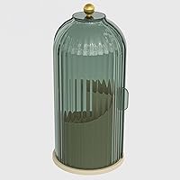 Vista 7 de Makeup Brush Holder with Lid 360 Rotating Clear Dustproof Make Up Organizers for Vanity Bathroom Countertop, Green Beige