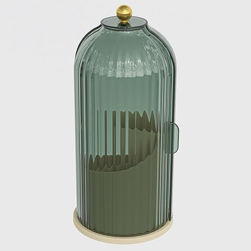 Miniatura 7 de YOOLENS Organizador de brochas de maquillaje con tapa, organizador de brochas de maquillaje transparente giratorio de 360 grados a prueba de polvo