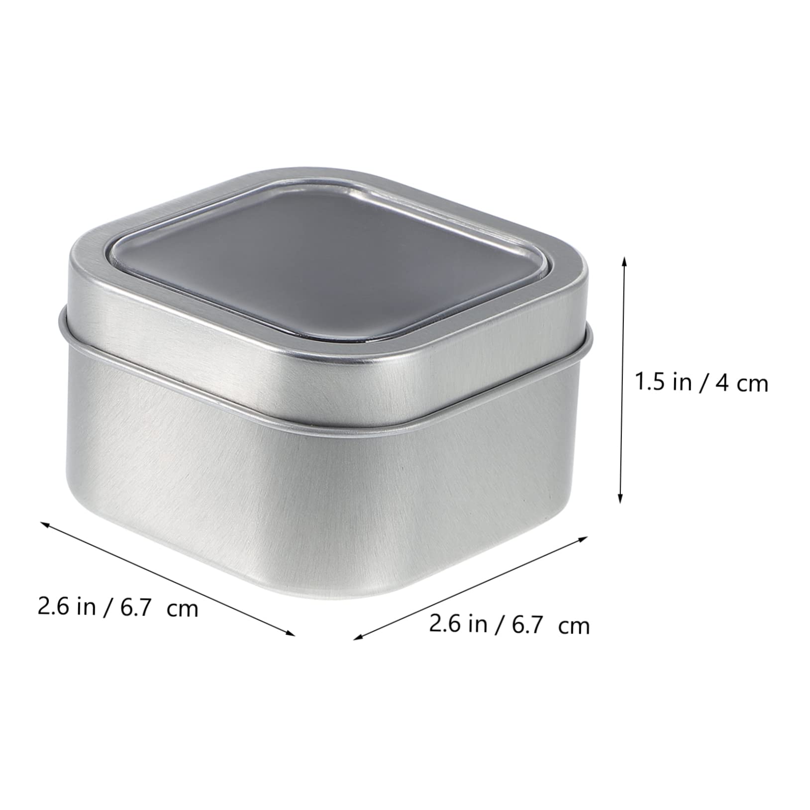 STOBOK Lot de 15 Boîtes Carrées en Étain Argenté avec Couvercles à Fenêtre, Capacité 4 Onces, Étanchéité pour Rangement et Fabrication de Bougies