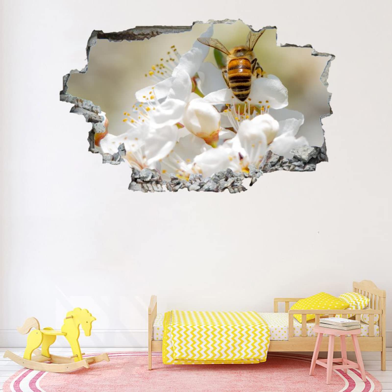 Decorazione Da Parete 3D, Fiori Stanza Delle Autoadesivo Della Parete Smontabile Api Decalcomanie Per Camera Da Letto Per Bambini Nursery Decorazioni Per Matrimoni Regalo 80x120cm