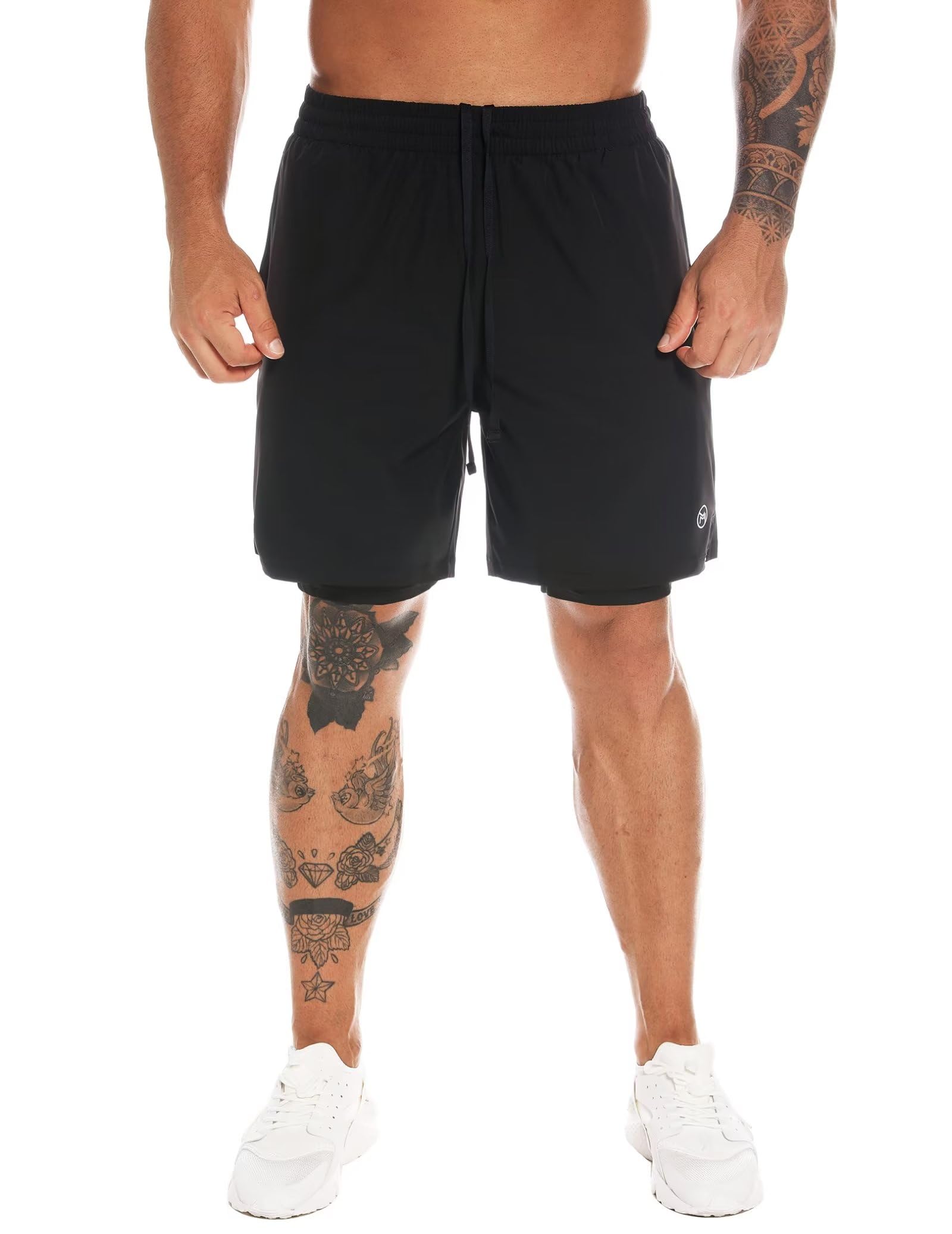 Herren 2-in-1 Workout Laufshorts 7" Schnell trocknende Athletic Shorts mit Liner Gym Trainingsshorts für Männer