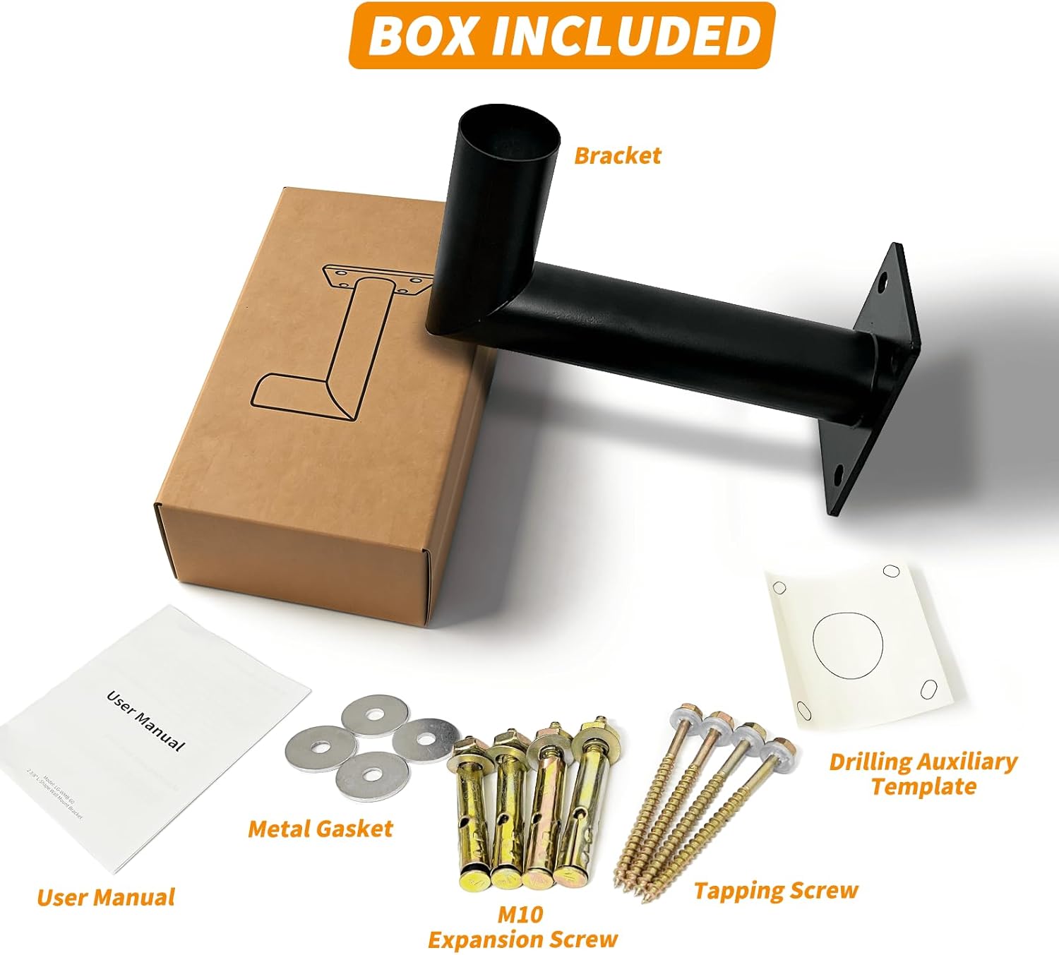 90 Degree Wall Mount Bracket with 11" Extension, 0.2" Thick Steel Flange, 2-3/8" OD Tenon Adapter for Outdoor Pole Lights, Heavy Duty Galvanized Metal L Shaped Right Angle Mount Kit