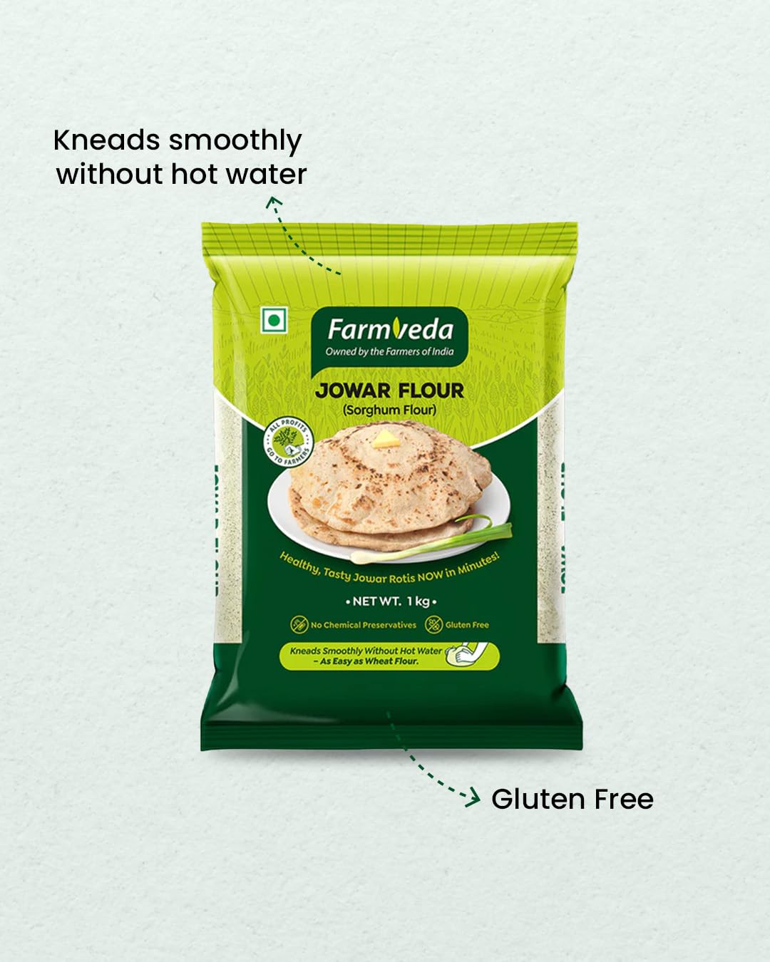 Farm Veda Jowar Flour (Sorghum Flour) - 2 Kg | Millet Flour | Gluten-Free | High Protein | 100% Natural | Kneads Smoothly Without Hot Water | Ready in Minutes - Image 4 thumbnail
