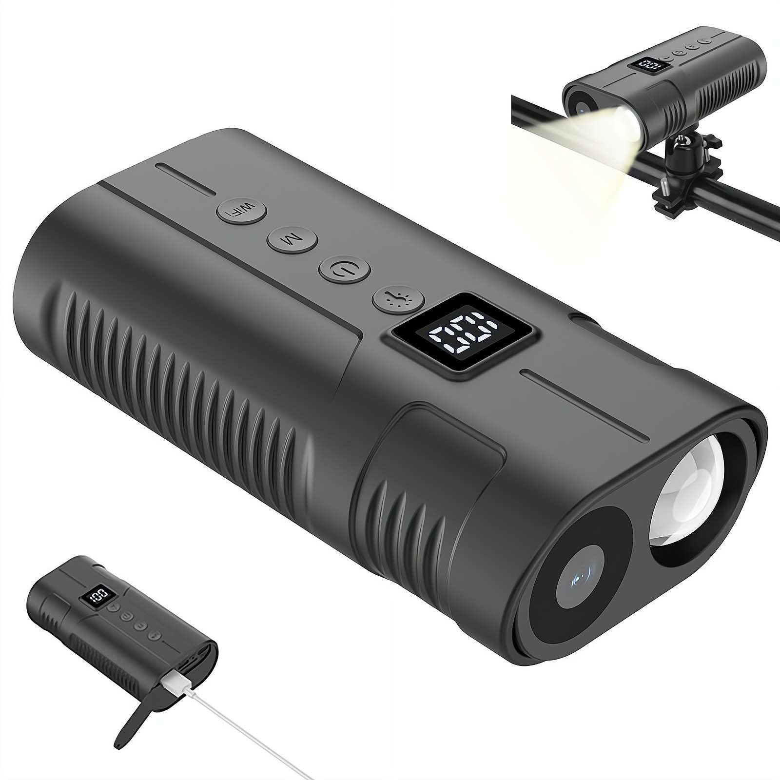 XGSUZNE Bicycle Front Light Camera 2-in-1，1080P HD Waterproof Cycling Camera with 5000mAh Battery，150° Wide Angle Bike Light & Recorder，WiFi APP，10H Recording for Mountain Road Bike