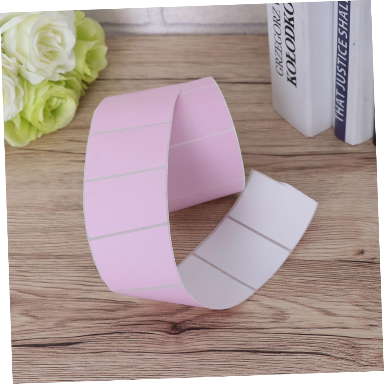 2 Pezzi di Etichette per Etichettatrice in Carta Termica Adesiva Rosa, Resistenti All'acqua, per Spedizioni e Indirizzi