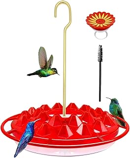 Aucied Hummingbird Feeder with Ring Feeder, 25 Feeding Ports,18 oz Hanging Bird Feeder, Leak-Proof, Easy to Clean and Fill, Hummingbird Feeders for Outdoors Windows Hanging,Deck, Patio, Garden