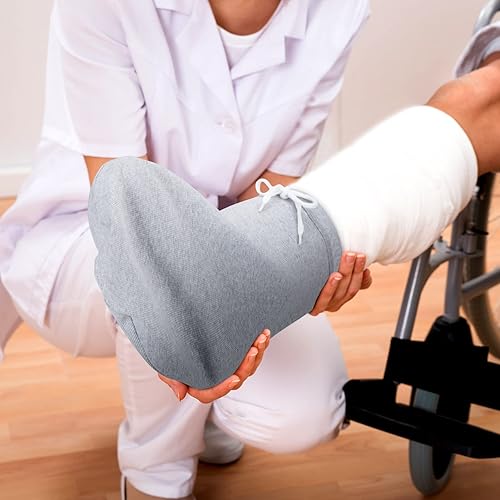 Miniatura 6 de 2 calcetines fundidos para pierna y pies, manga debajo de la rodilla, cordón ajustable, protector de heridas fundido, para hombres y mujeres, pierna