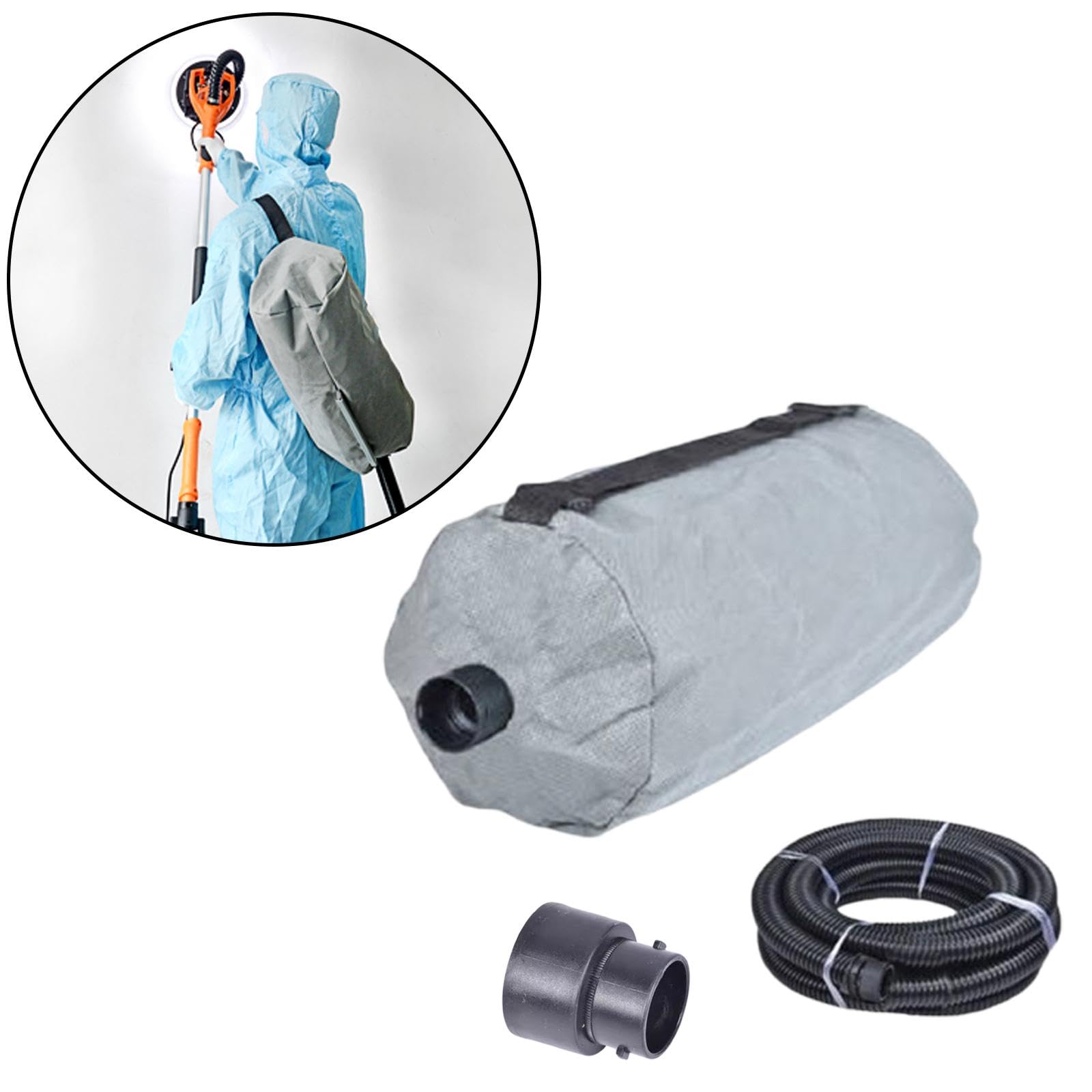 Bolsa Recolectora de Polvo para Lijadora de Paneles de Yeso, Accesorios Reutilizables Y Lavables, para Máquina de Lijado de Paredes Portátil, con Junta de Tubería de 5m
