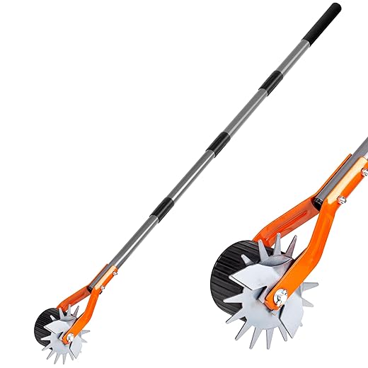 Walensee Wheel Rotary Edger, 69.7 Inch Hand Manual Edger Lawn Tool with Adjustable Stainless Steel Handle, Trimming Grass Weed Edger with Cushion Grip for Garden Sidewalks Driveways and Landscaping