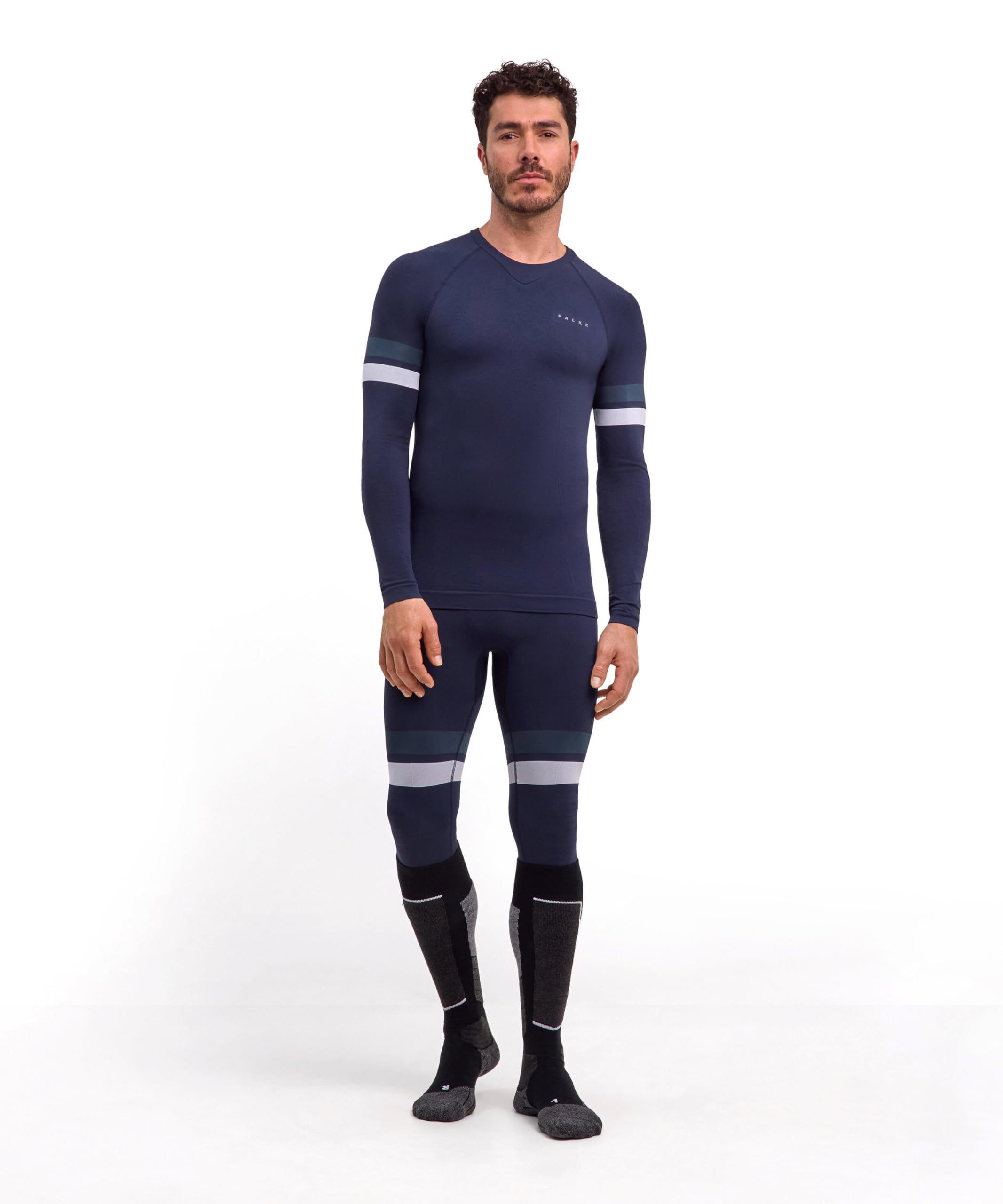 FALKE Mężczyźni Warstwa podstawowa (góra) Maximum Warm Trend Round Neck M L/s Sh materiał funkcyjny szybkoschnące termoaktywne 1 Sztuka, Niebieski Space Blue 6116, M