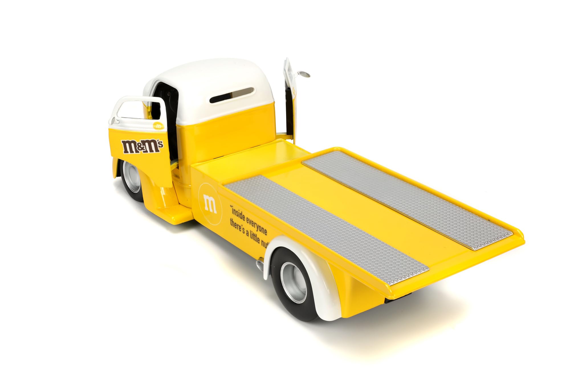 M&m’s yellow& 1974 Ford coe flatbed 黄色 M&M'S 1/24 ミニカー(1947 FORD COE FLATBED)＆ イエローフィギ