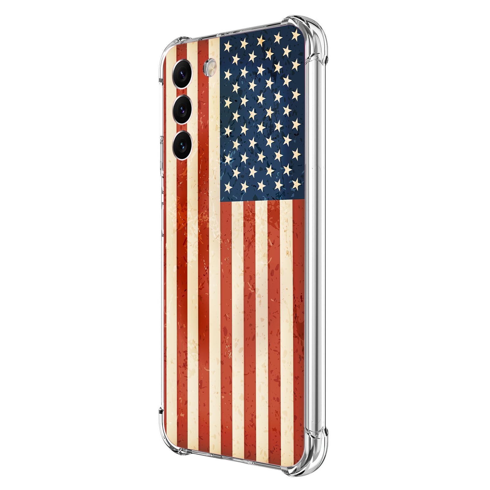 Beaucov Galaxy S23 FE Case,Retro American Flag Drop Protection Shockproof Case TPU Full Body Protective Scratch-Resistant Cover for Samsung Galaxy S23