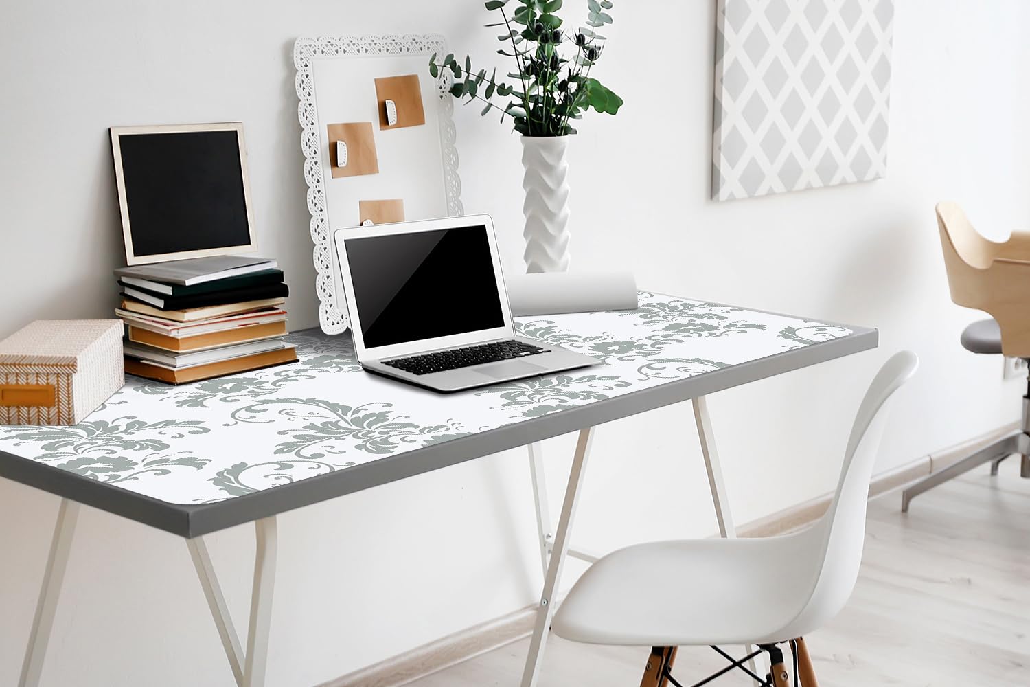 Sottomano per Tastiera 100x50 cm Superficie Protettiva Impermeabile per Ufficio e Casa Antiscivolo Protezione e Decorazione in Vinile PVC Facile da Pulire - Ornamento lilla