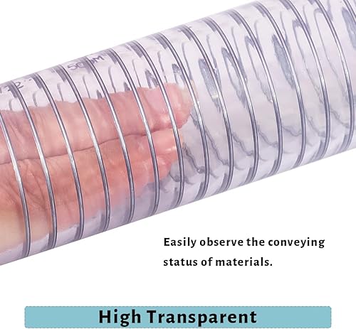 Miniatura 7 de DAVCO Tubo reforzado de PVC de 38 pulgadas de diámetro interior x 10 pies con alambre de acero en espiral, manguera de vinilo flexible de alta