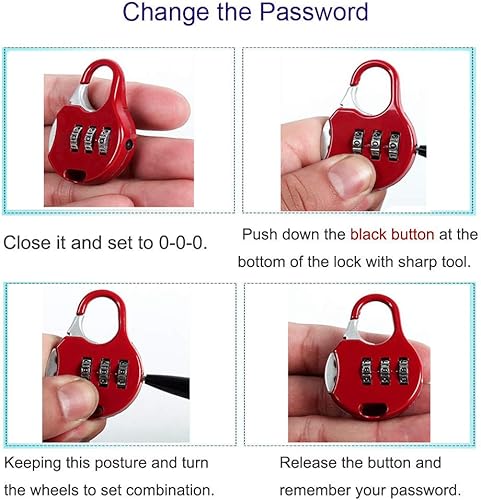 Miniatura 4 de Candado de combinación de viaje de 3 dígitos de aleación de zinc, pequeño candado de combinación segura para maleta, maleta, maletín, bolsa de
