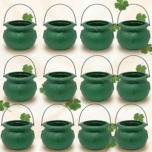 Miniatura 11 de PMU Caldero de plástico negro para el Día de San Patricio de 8 pulgadas, caldero de plástico negro para el duende del día de San Patricio y Mardi