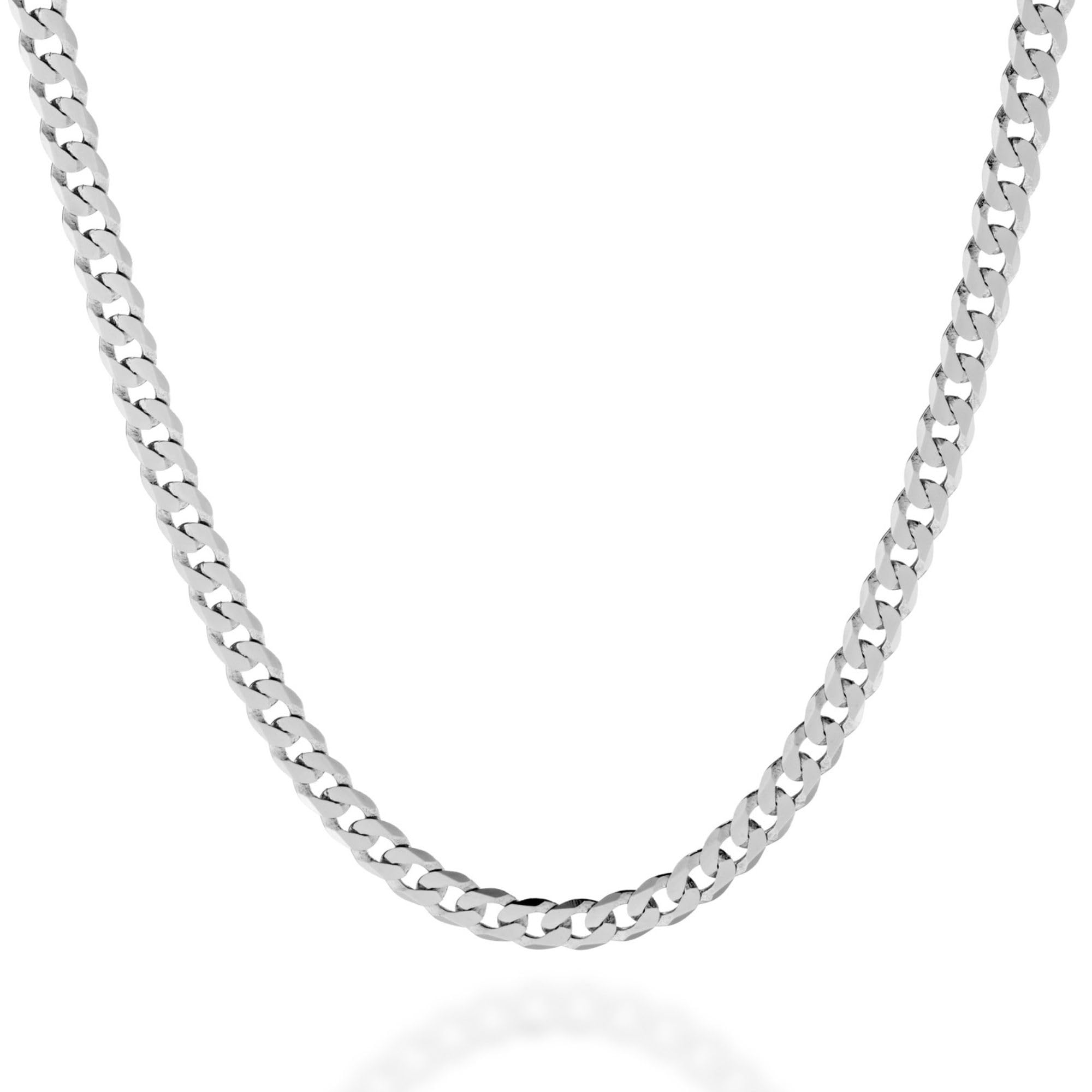 QUADRI Collar Elegante con Cadena modelo Cubana Diamantada para Hombre/Mujer de Plata 925 - ancho 5 mm - largo 41| 46| 52| 56| 61|66|76| cm - Certificado Made in Italy