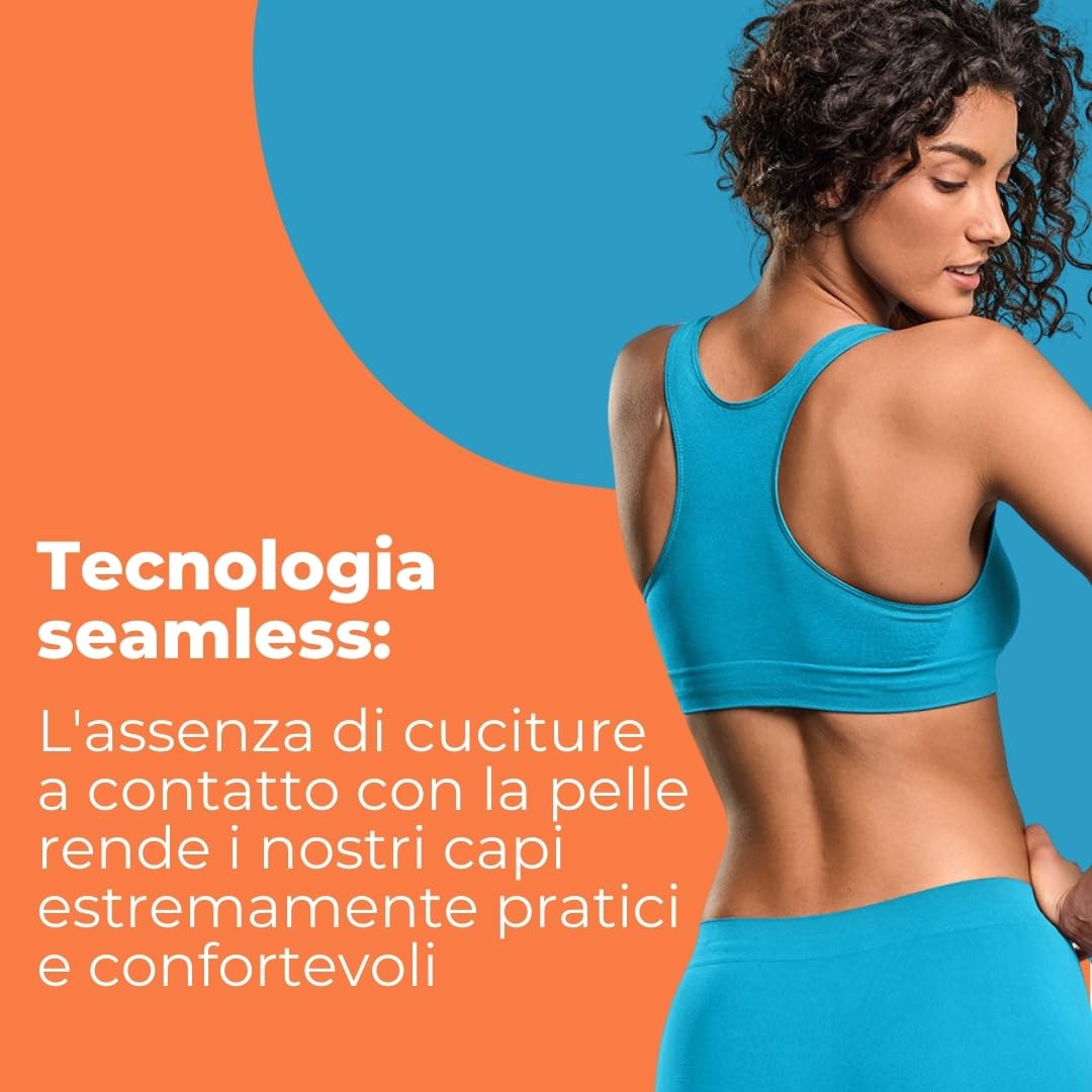 FOCENZA Soutien-gorge de sport sans armatures en microfibre respirant, sans couture, multipack de 3 pièces en différentes couleurs, fabriqué en Italie
