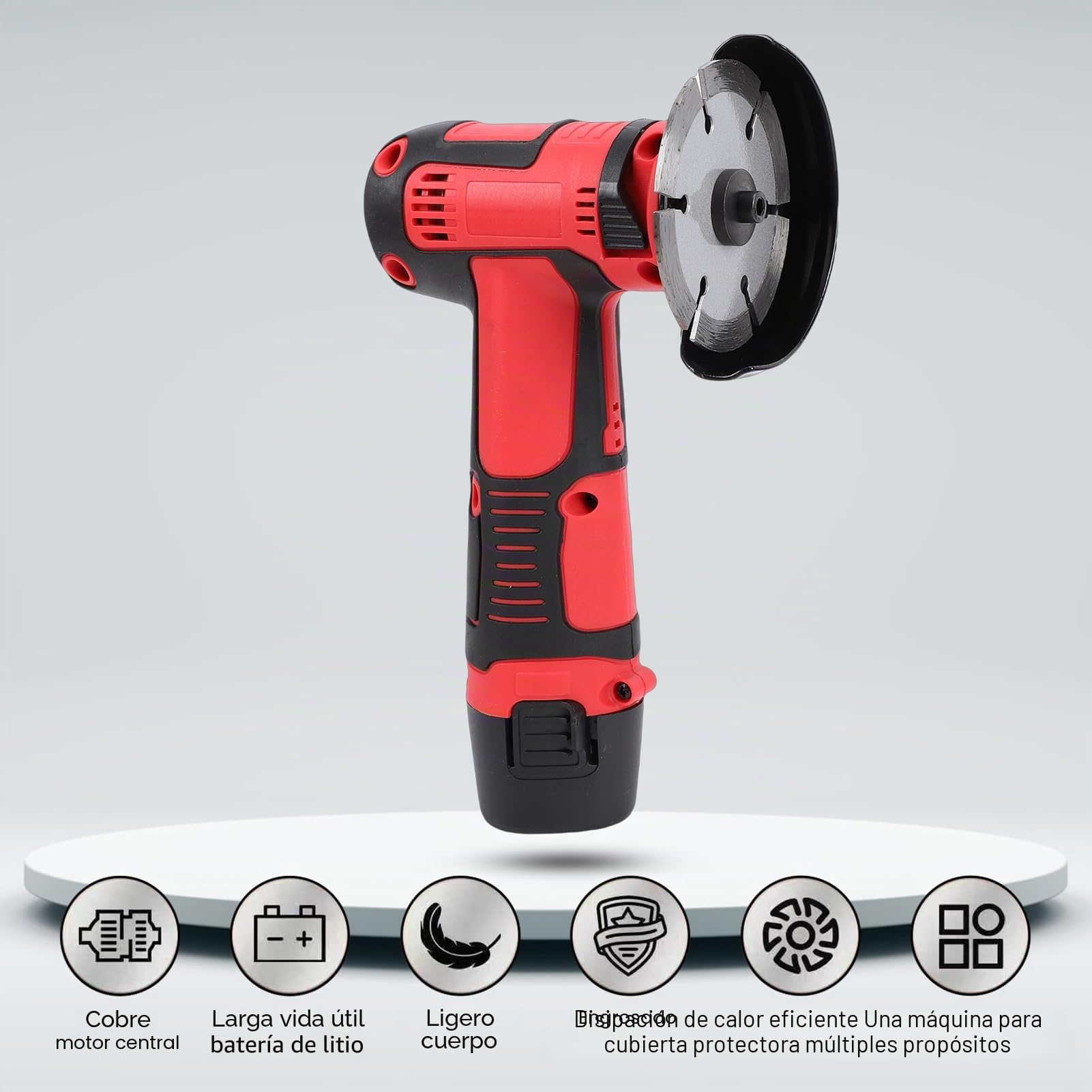 Fafeicy Amoladora Inalámbrica Ergonómica con 10 Cuchillas Mini Amoladora Angular de 13000 Rpm con 2 Baterías de 3900 MAh Cargador Rápido para Cortar, Moler Tubos de Plástico, Placas de