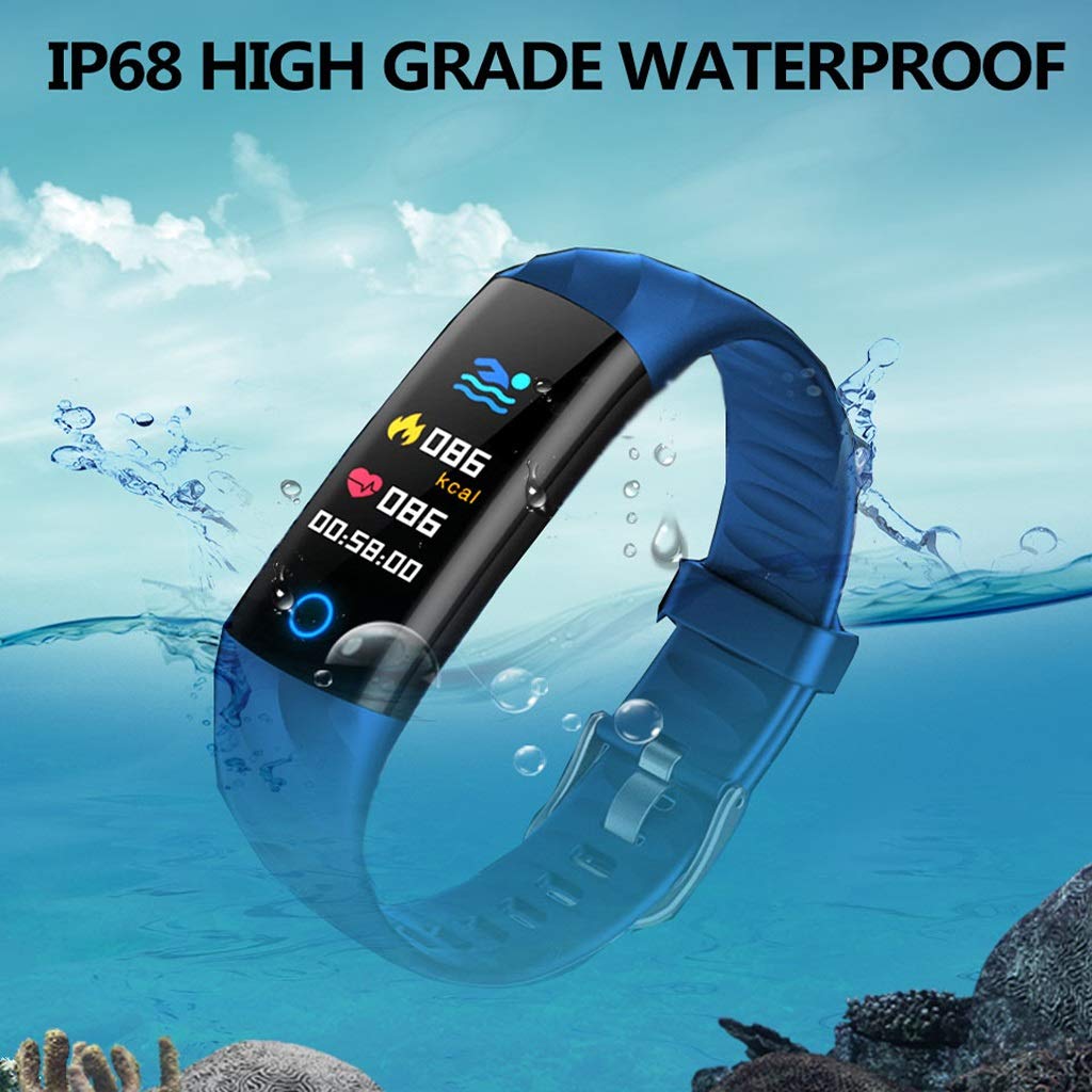 Monitores de actividad Bluetooth Smart Watch Fitness Tracker IP67 impermeable con ritmo cardíaco Monitor de suspensión, contador de pasos, rastreador de actividades, podómetro for mujeres hombres ( Co