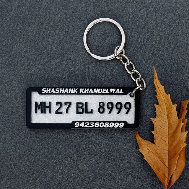 Image of Generic Custom Real 4D Rectangular Number or Name Plate Keychain For Bike Key Chain or Custom Car Keychain | Acrylic