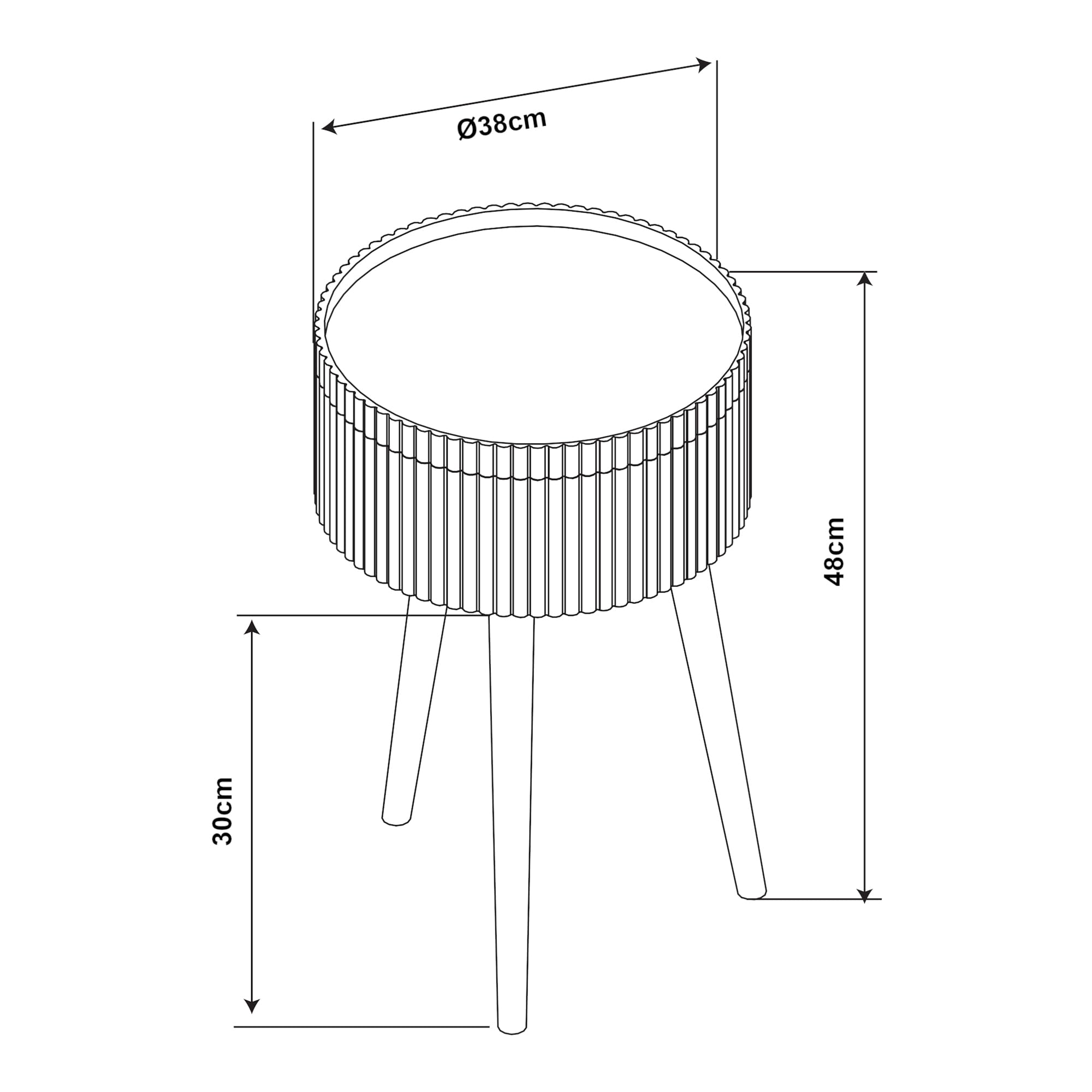 [en.casa] Table d'Appoint avec Compartiment de Rangement Plateau Rond Amovible 3 Pieds Robustes Bout de Canapé Table de Chevet Nuit MDF Bambou 48 x 38 cm Blanc